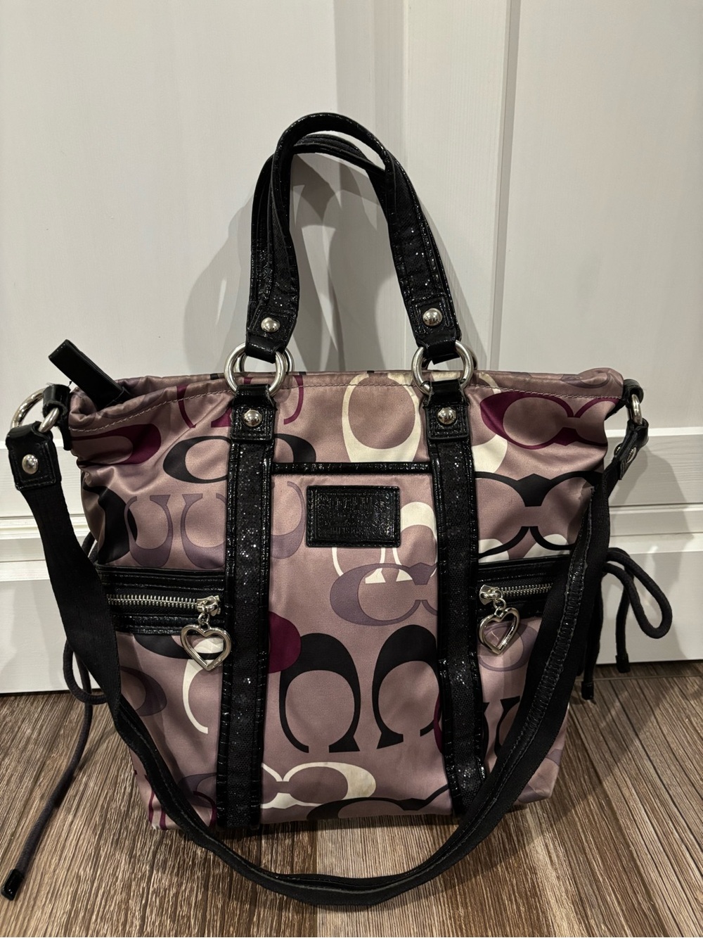 Coach Signature Logo Tote in Pink, Purple, Black